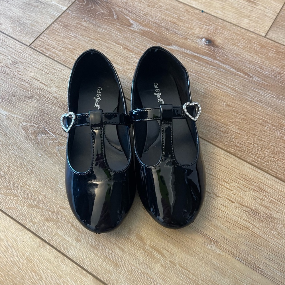 Cat & Jack Black Dress Shoes with Heart Accent